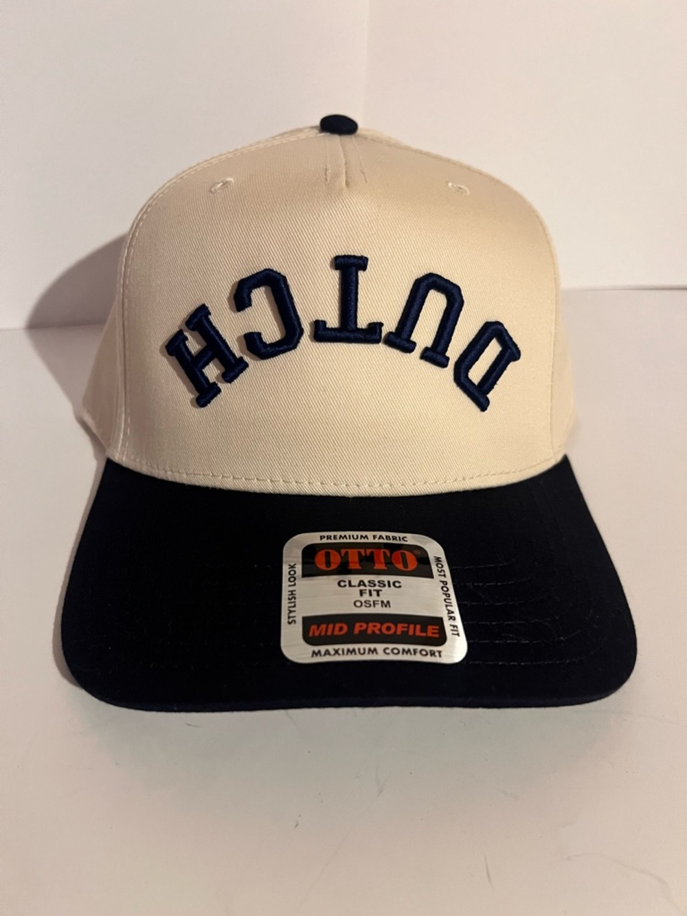 Dutch Bros BRAND NEW Employee Hat Upside Down “Dutch” Cream + Navy DB 1992